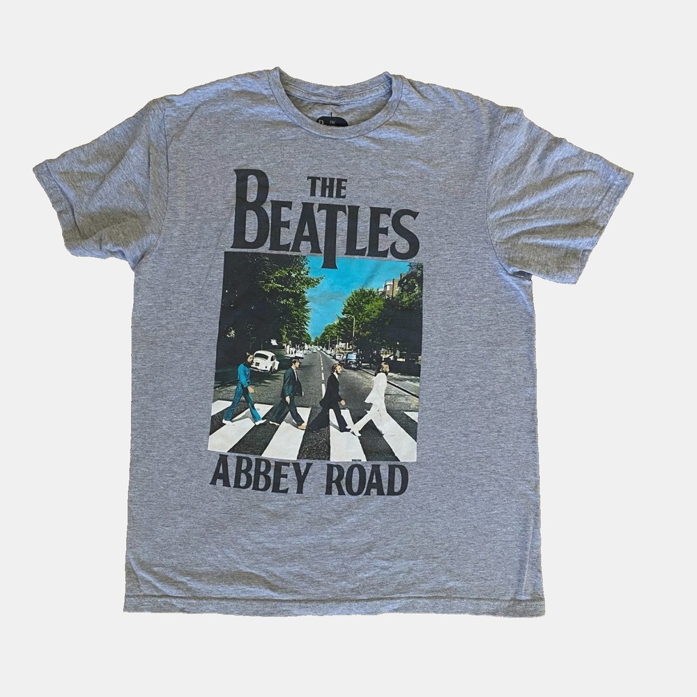 The Beatles Abbey Road Graphic T-Shirt Mens Medium Heather‎ Grey Rock Band Tee